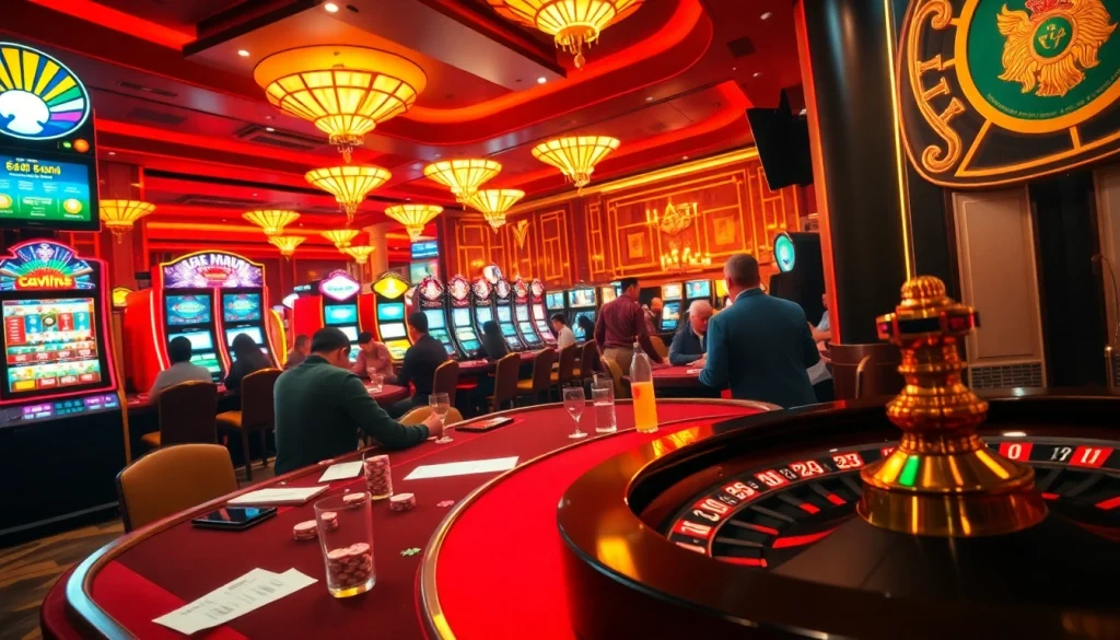 호치민 불건마 showcases thrilling casino gaming with vibrant slot machines and engaging poker tables.