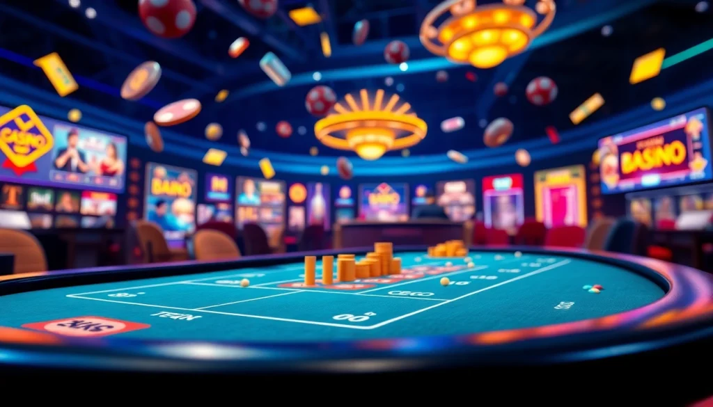 Engaging design of Nhà cái OK88 featuring vibrant casino games and interactive betting options.
