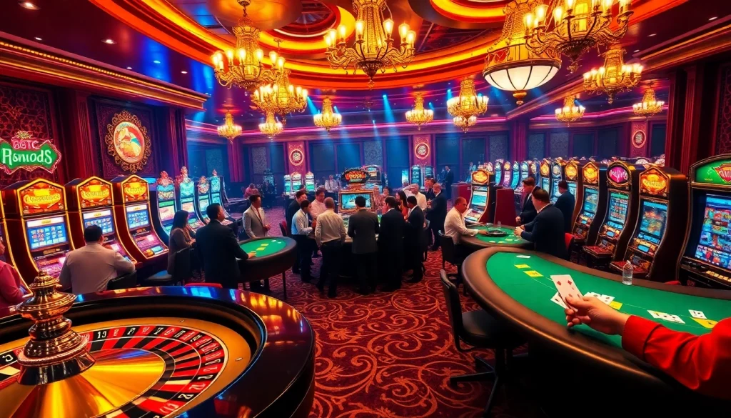 Experience the thrill of luck with 88FC at a vibrant casino featuring exciting roulette tables and lively players.